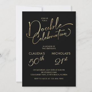 Invitation Fête conjointe d'anniversaire pour adultes