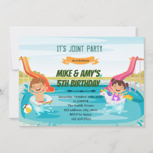 Invitation Fête conjointe garçons filles enfants Watersilde