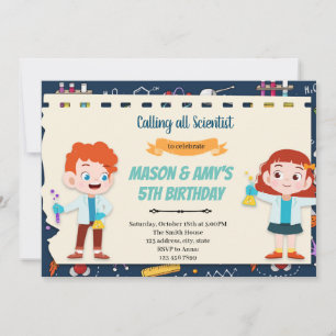 Invitation fête conjointe pour enfants scientifiques