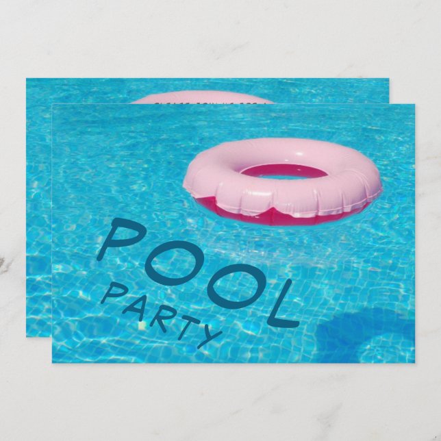 Invitation Fête Cool au Piscine (Devant / Derrière)