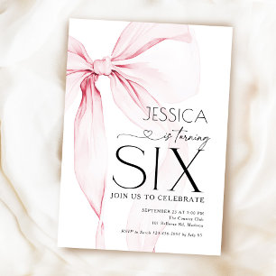 Invitation Fête Coquette Rose 6ème Anniversaire