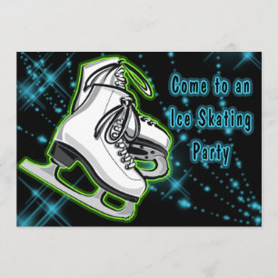 Invitation Fête Cosmic Neon Ice Skates