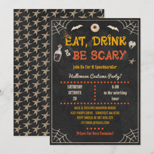 Invitation Fête Costume Halloween, Manger Boire & Etre Effray