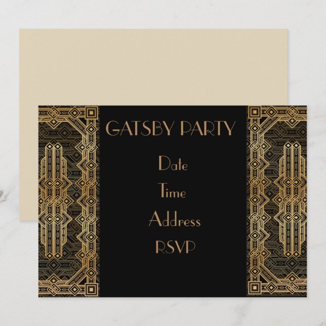 Invitation Fête costumée de Gatsby des années 1920 (Devant / Derrière)