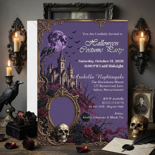 Invitation Fête Costumée de Pleine Lune dans un Manoir Hanté