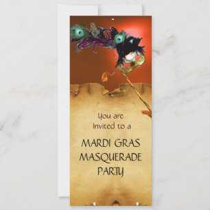 Invitation FÊTE COSTUMÉE DU MARDI GRAS, Jaune Orange