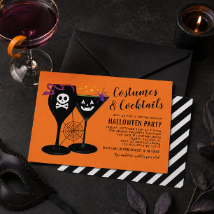 Invitation Fête Costumes et Cocktails Orange Spooktacular