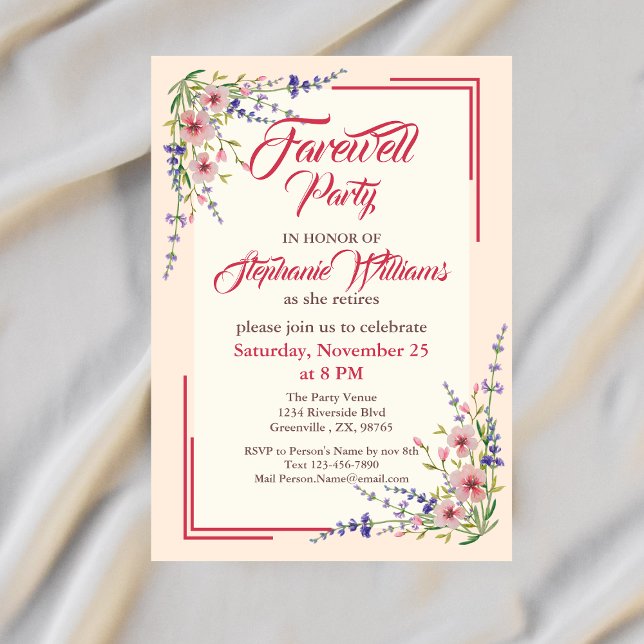 Invitation Fête d'adieu des femmes Floral Elegant Border (Créateur téléchargé)