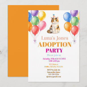 Invitation Fête d'adoption Jour de surprise Chat calico Anima
