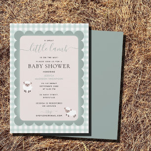 Invitation Fête d'Animaux de Ferme d'Agneau Bébé Garçon Bleu