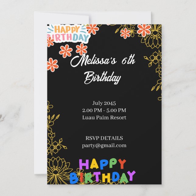 Invitation Fête d'anniversaire (Devant)