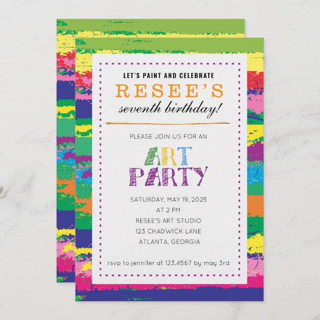 Invitation Fête d'anniversaire (Devant / Derrière)