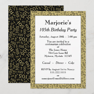 Invitation Fête d'anniversaire 05 Noir/or Modèle de chiffres