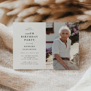 Invitation Fête d'anniversaire 100 ans Modern Photo