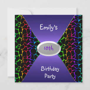 Invitation Fête d'anniversaire 18 ans avec impression d'anima