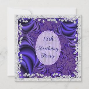 Invitation Fête d'anniversaire 18 ans Lila Luxueux & Diamants