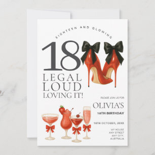 Invitation Fête d'anniversaire 18 ans moderne tendance rouge
