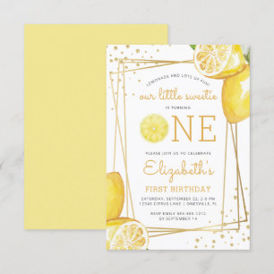 Invitation Fête d'anniversaire 1 an aquarelle au citron