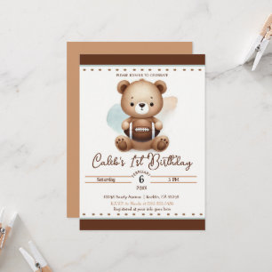 Invitation Fête d'anniversaire 1 an de Teddy Bear Football aq