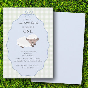 Invitation Fête d'anniversaire 1 an Garçons Ferme de moutons