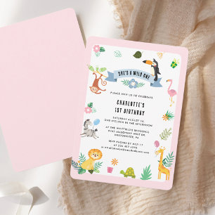 Invitation Fête d'anniversaire 1ère année Animaux de la Jungl