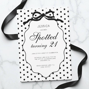 Invitation Fête d'anniversaire 21 ans chic à pois