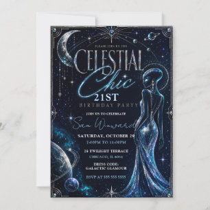 Invitation Fête d'anniversaire 21 ans Chic Céleste