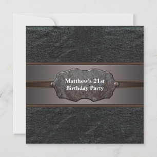 Invitation Fête d'anniversaire 21 ans de l'homme en cuir noir