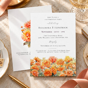 Invitation Fête d'anniversaire 21 ans Fleur du mois de naissa