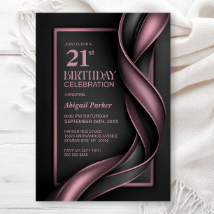 Invitation Fête d'anniversaire 21 ans moderne rose poussiéreu