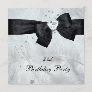 Invitation Fête d'anniversaire 21 ans Noir Blanc