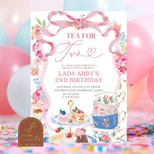 Invitation Fête d'anniversaire 2 ans Floral de printemps vict