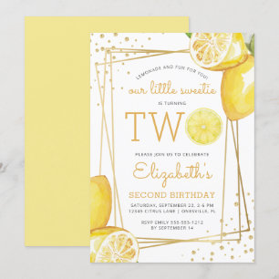 Invitation Fête d'anniversaire 2 ans Lemonade Citrus Aquarell