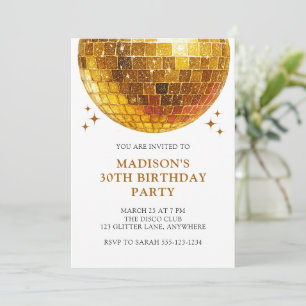 Invitation Fête d'anniversaire 30 ans adulte boule disco mode