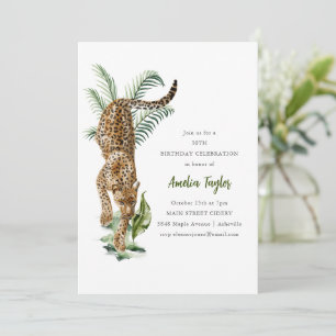 Invitation Fête d'anniversaire 30 ans aquarelle léopard de ju