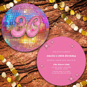 Invitation Fête d'anniversaire 30 ans Boule disco paillettes