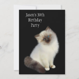 Invitation Fête d'anniversaire 30 ans Chat marron et blanc