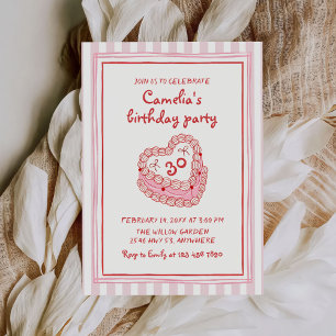 Invitation Fête d'anniversaire 30 ans de fille dessinée à la