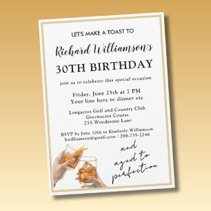 Invitation Fête d'anniversaire 30 ans élégante moderne noire 