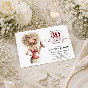Invitation Fête d'anniversaire 30 ans femme excentrique Bourg