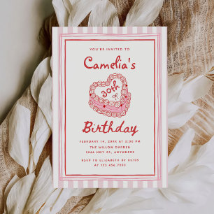 Invitation Fête d'anniversaire 30 ans Fille Dessinée à la Mai