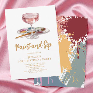 Invitation Fête d'anniversaire 30 ans peinture à l'eau et boi
