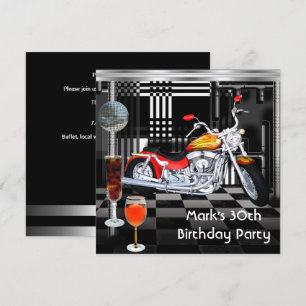Invitation Fête d'anniversaire 30 ans Vélo Hommes Boissons No
