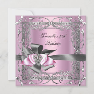 Invitation Fête d'anniversaire 30ème Lumière rose argent gris
