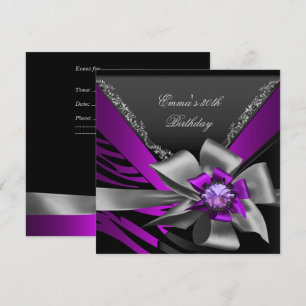 Invitation Fête d'anniversaire 30ème Zebra Purple Black Magen