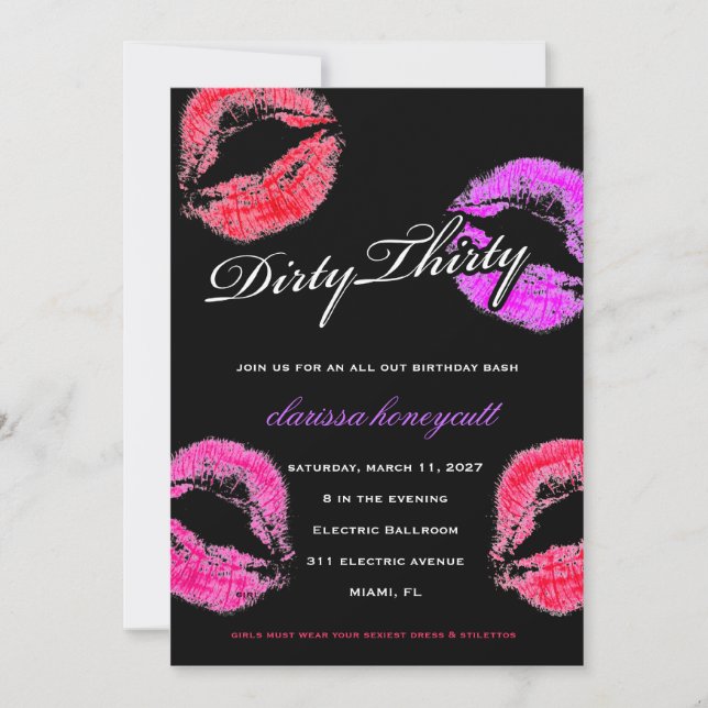 Invitation Fête d'anniversaire 311 trente sale (Devant)
