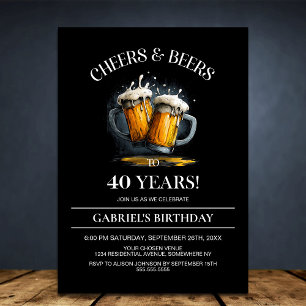 Invitation Fête d'anniversaire 40 ans Cheers and Beers