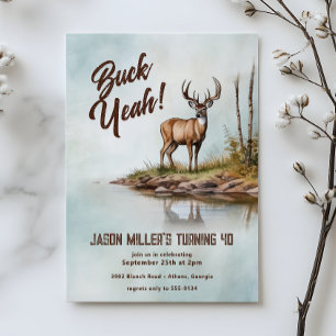 Invitation Fête d'anniversaire 40 ans de chasse au cerf Buck 