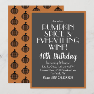 Invitation Fête d'anniversaire 40 ans Halloween Pumpkin Spice