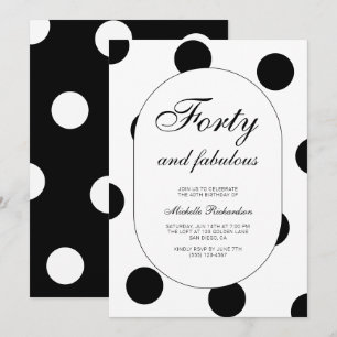 Invitation Fête d'anniversaire 40 ans Polka Dot Forty and Fab